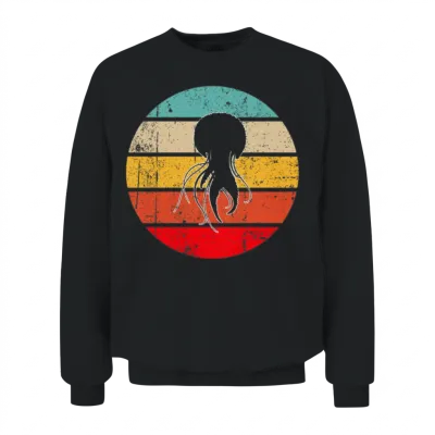 Jellyfish Retro Unisex Sweatshirt - Black