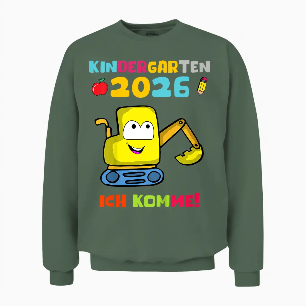Kinder Kindergarten 2026 Ich Komme Einschulung Kita Unisex Sweatshirt in Military Green