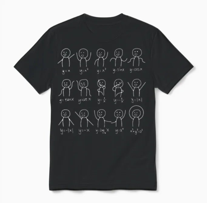 Algebra Dance Funny Graph Figures Math Unisex T-Shirt in Black