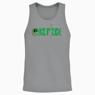 One Piece Graphic Skull Zoro Anime T-Shirt, Black, S Unisex Tank Top - Sport Grey