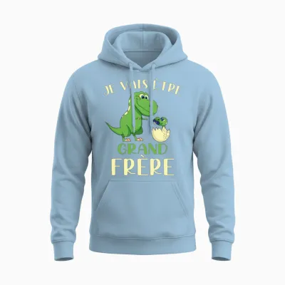 Je Vais être Grand Frère 2021dino Unisex Hoodie - Light Blue