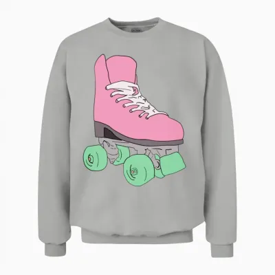 Retro Pink Roller Skate Unisex Sweatshirt - Ash