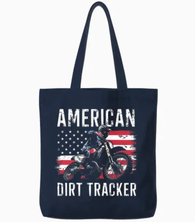 American Dirt Tracker - Flat Track Racing Tote Bags - Navy
