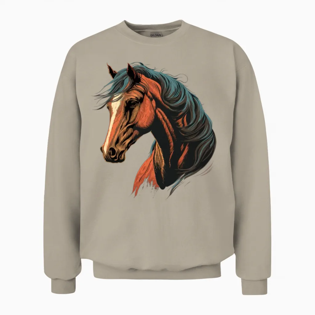 Race Horse Head Lovers Gift Unisex Sweatshirt in Sand