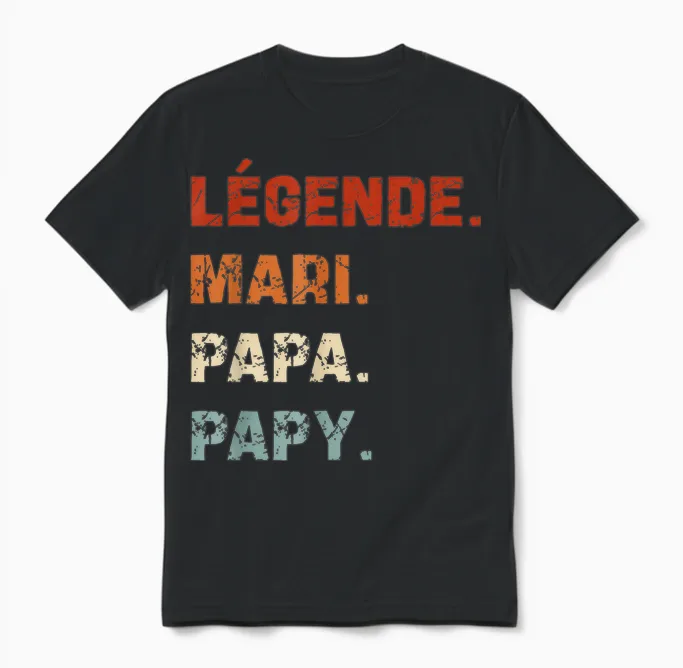 Légende Mari Papa Papy Idée-Cadeau Humour Homme Grand-Père Unisex T-Shirt in Black