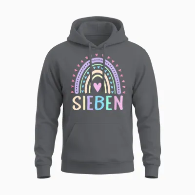 Children's Seven 7 Jahre Mädchen Geburtstag T-Shirt, Black Unisex Hoodie - Charcoal
