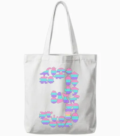 Kids Pop It 3th Year Old 3rd Birthday Fidget Pop Tote Bags - White