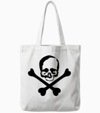 Skull and Crossed Bones Tote Bags - White