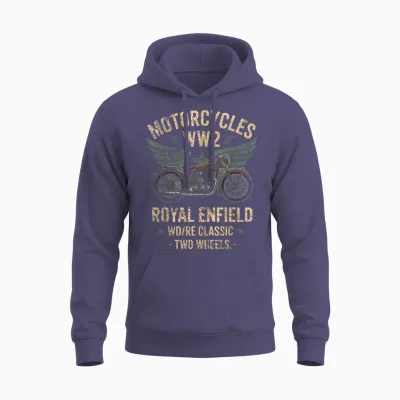 Royal Enfield Wd/re Classic Moto Ww2 Unisex Hoodie - Heather Sport Dark Navy