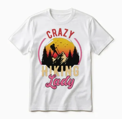 Crazy Hiking Lady, Woman Fun Hiking Unisex T-Shirt - White