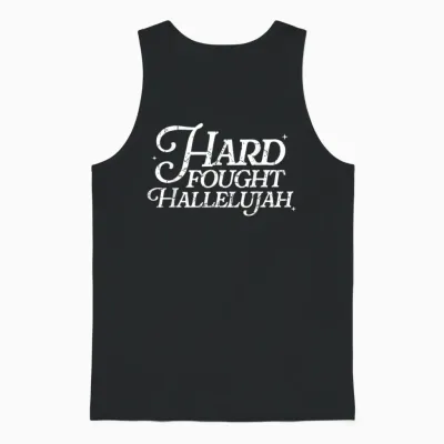 Retro Hard Fought Hallelujah Bible Verse Christian Jesus Unisex Tank Top - Black