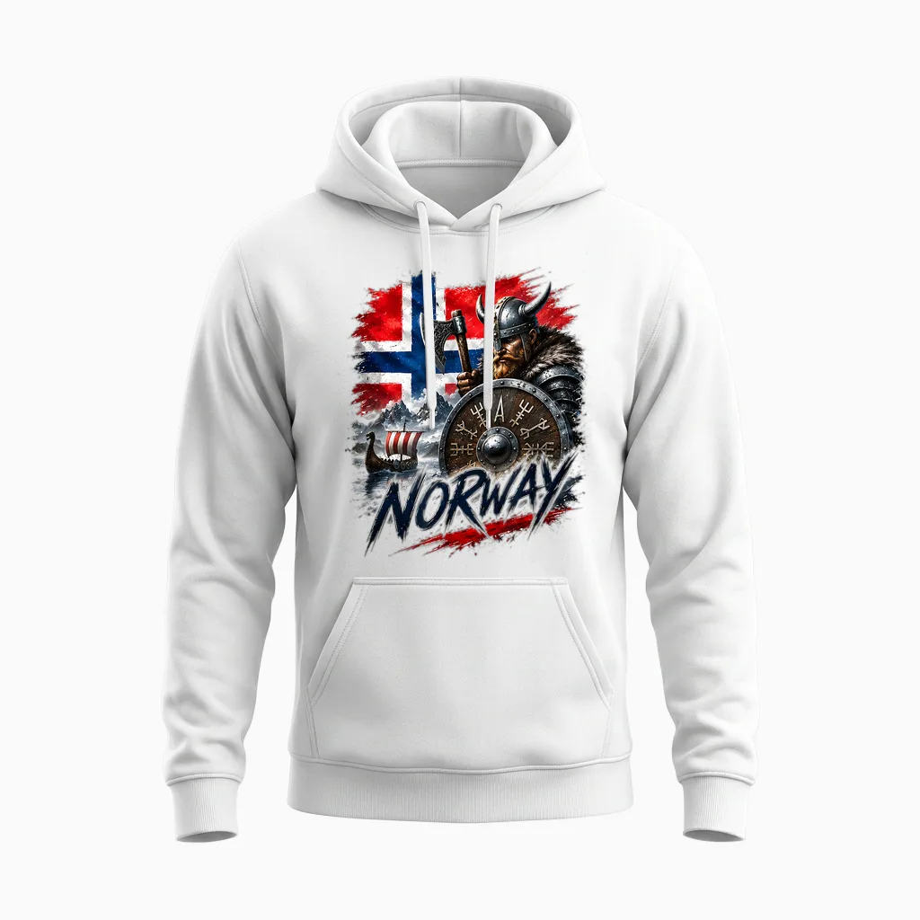 T-Shirt Drapeau De La Norvège, T-Shirt De La Norvège Pour Homme Et Enfant Unisex Hoodie in White