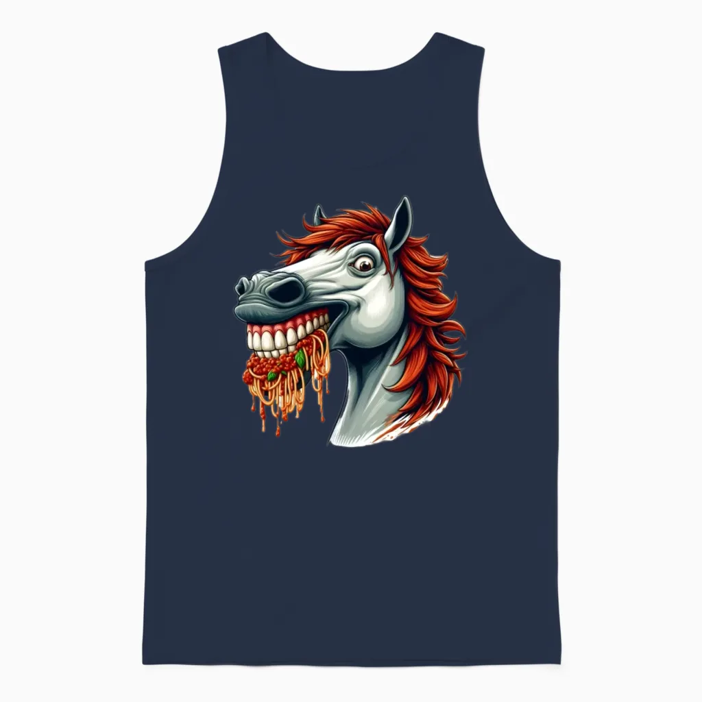 Pasta Lover Horse - Lovers Unisex Tank Top in Navy