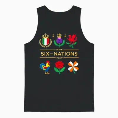 6 Nations Rugby Tournament Six Nation's Rugbyman Supporter Fun Unisex Tank Top - Black