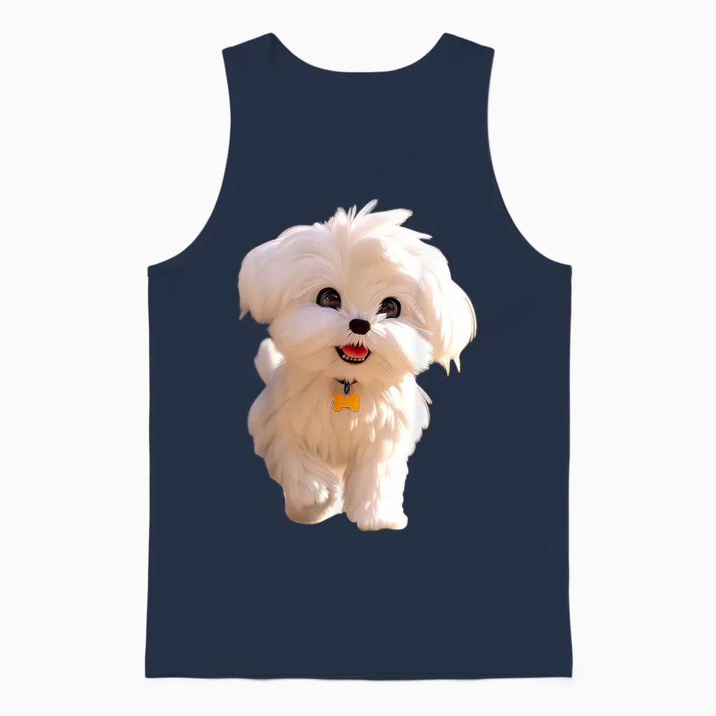Malteser Kleiner Maltese Hund Hunde Liebe Süßer Malteser Unisex Tank Top in Navy