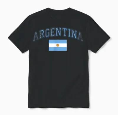 Argentina Flag Vintage Men Women Unisex T-Shirt - Black