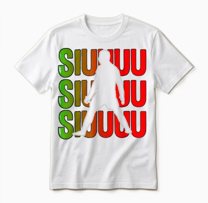 Siuuuu Funny Soccer Present for Soccer Lovers Fan Kid's Boys Unisex T-Shirt in White