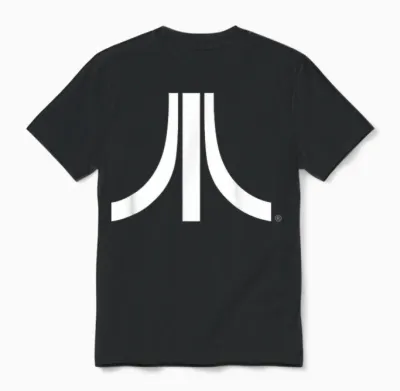 Atari White Logo Vintage 80s Gaming Retro Fun Style Unisex T-Shirt - Black