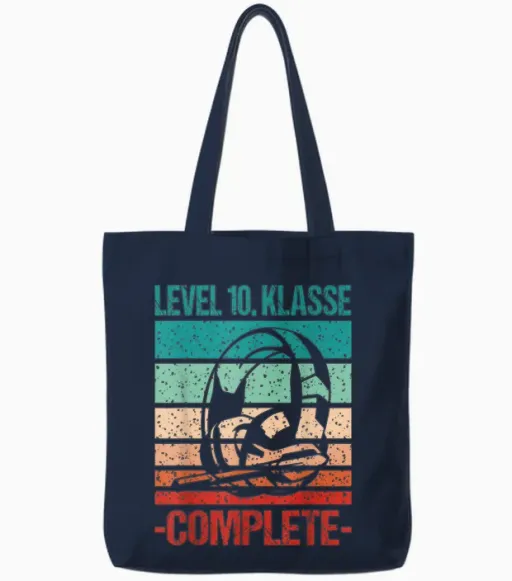 Level 10. Klasse Complete Schule Prüfung Bestanden Abschluss Tote Bags in Navy