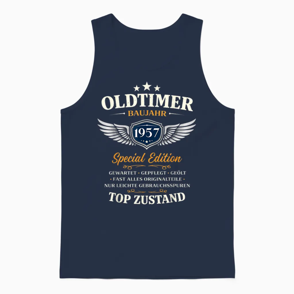 69. Geburtstag Geschenk Mann Frau Vintage Oldtimer 1957 Unisex Tank Top in Navy