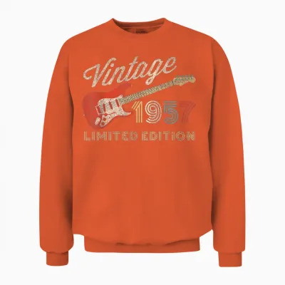 Vintage 1957 Limited Edition Gitarre Geburtsjahr Geburtstag Unisex Sweatshirt - Orange