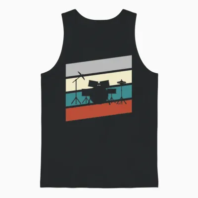 Drums Retro Unisex Tank Top - Black