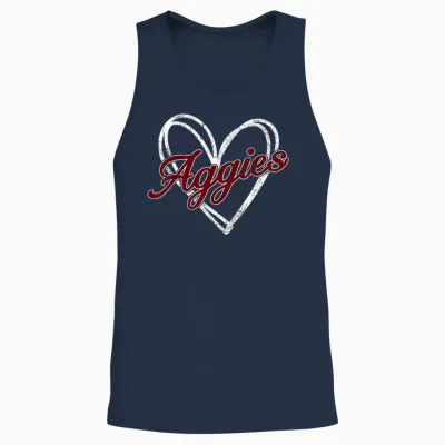 Retro Personalized Aggies-Heart Men Women Kid Unisex Tank Top - Navy
