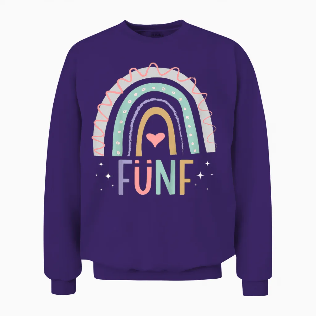 5. Geburtstag Süßes Regenbogen Mädchen 5 Jahre Alt Unisex Sweatshirt in Purple