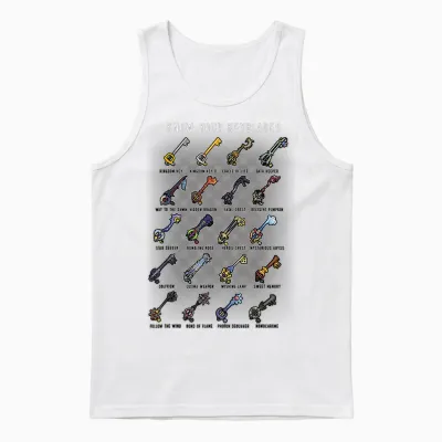 Disney Kingdom Hearts Know Your Keyblade T-Shirt Small Unisex Tank Top - White