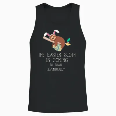 The Easter Sloth with Bunny Ears Easter Bunny Unisex Tank Top - Black