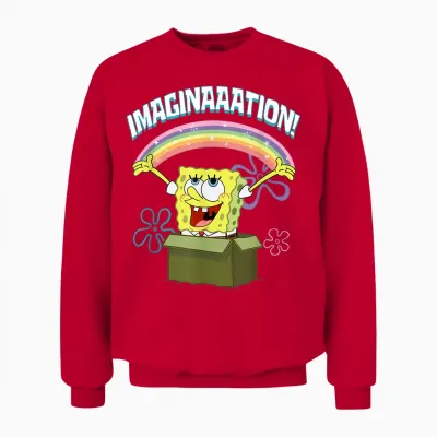 Mademark X Spongebob Squarepants - Spongebob Squarepants Imaginaaation Box Funny Unisex Sweatshirt - Red