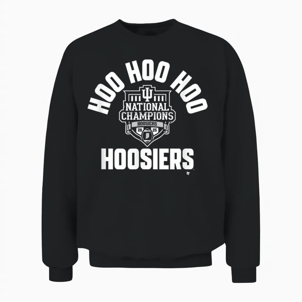 Indiana 2025-26 Cfp National Champions Hoo Hoo Hoo Hoosiers Unisex Sweatshirt in Black