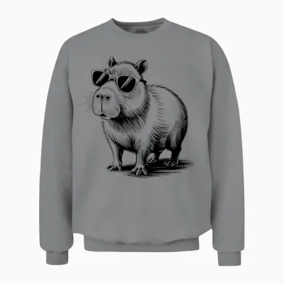Cool Capybara with Sunglasses Funny Capybara Unisex Sweatshirt - Sport Grey