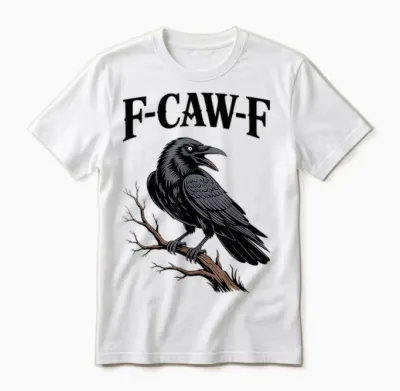 F-Caw-F Funny Raven Gothic Crow Black Bird Humor Unisex T-Shirt - White