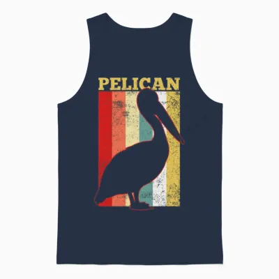 Pelican Waterbird Retro Vintage Unisex Tank Top - Navy
