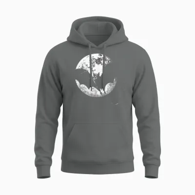 Gothic Bat Full Moon Halloween Horror Vampire Goth Girl T-Shirt, Black Unisex Hoodie - Graphite Heather