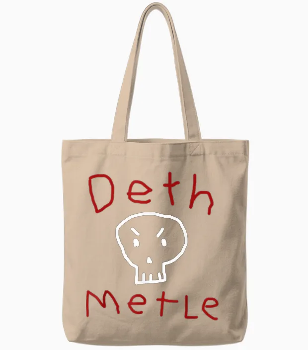Lustiges Death-Metal-Shirt, Ironischer Sarkastischer Humor, Gothic Tote Bags in Natural