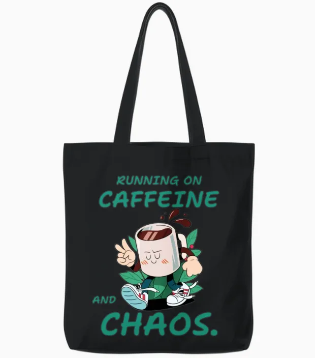 Funny Mug T-Shirt Design, Fitness and Wellness Tote Bags in Black