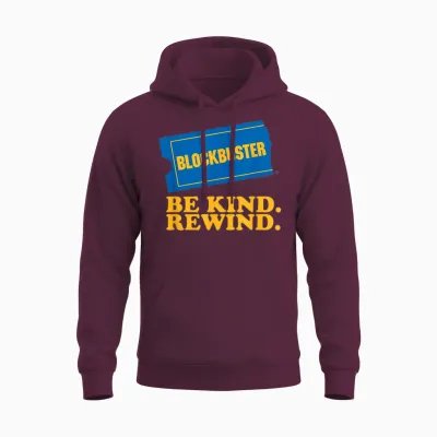 Blockbuster Be Kind Rewind Vintage Ticket Logo Unisex Hoodie - Maroon