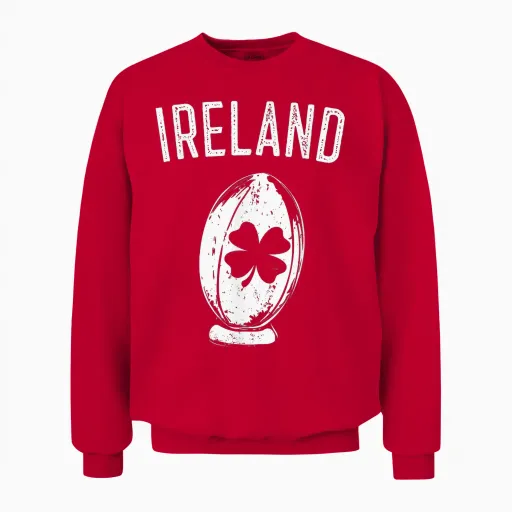 Shamrock Irish Rugby Ball - Irish Clover for Men, Women and Kids T-Shirt, Green, S Unisex Sweatshirt in Red