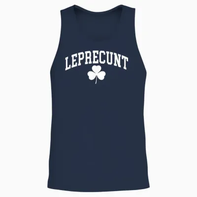 Leprecunt Funny Irish Shamrock Patrick's Day Men Women Unisex Tank Top - Navy