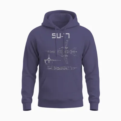 Su-17 Sowjetflugzeug Warbird Blueprint Schematik Diagramm Unisex Hoodie - Heather Sport Dark Navy