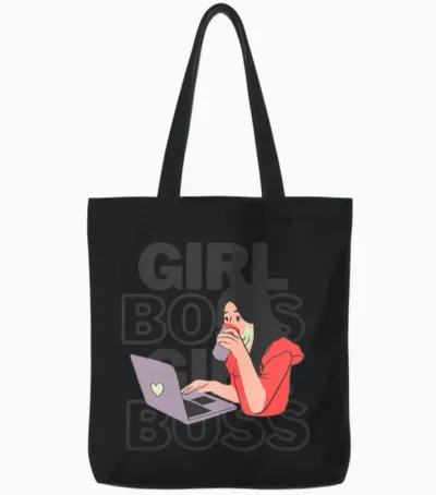 Im a Girl Boss Retro Tote Bags - Black