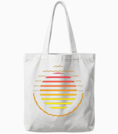 Retro Sunset Style 80s Tote Bags - White