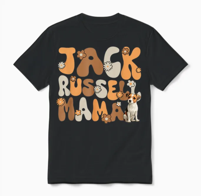 Jack Russell Terrier Groovy World's Best Jack Russell Mama Unisex T-Shirt in Black