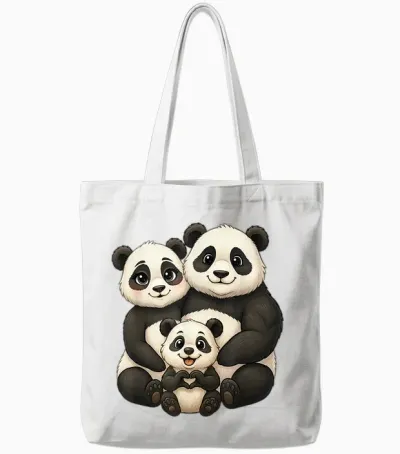 Panda Mit Familie | Süßer Pandabär Mit Panda Mama & Papa Tote Bags - White