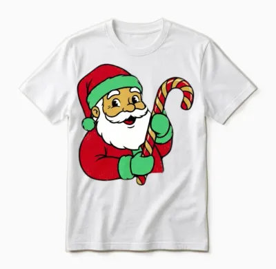 Santa Candy Cane Charm Unisex T-Shirt - White