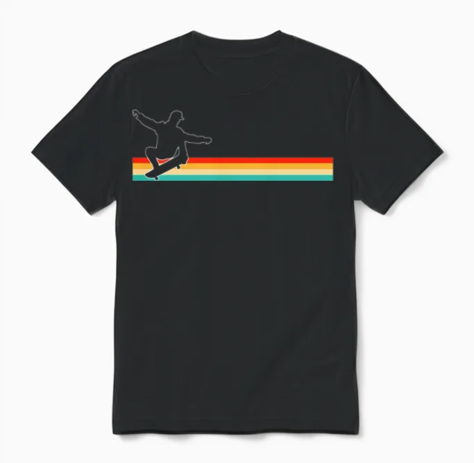 Skating Retro Unisex T-Shirt in Black