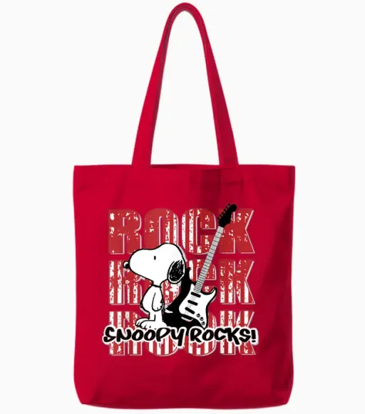Peanuts Snoopy Rocks Tote Bags - Red