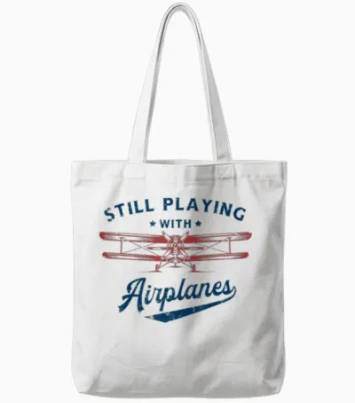 Still Playing with Airplanes Pilot Funny Vintage Men Women Tote Bags - White
